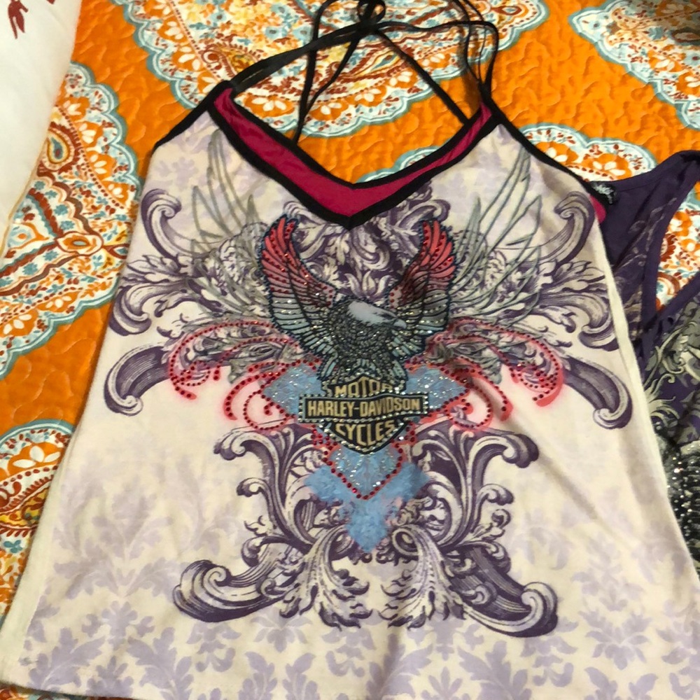 Harley Davidson tank top eagle with Sparkles
